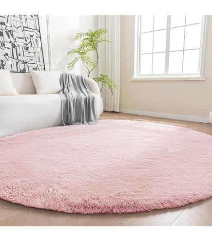 Amazon.com: FJZFING Pink Round Rug Ultra-Soft Plush Modern 7x7